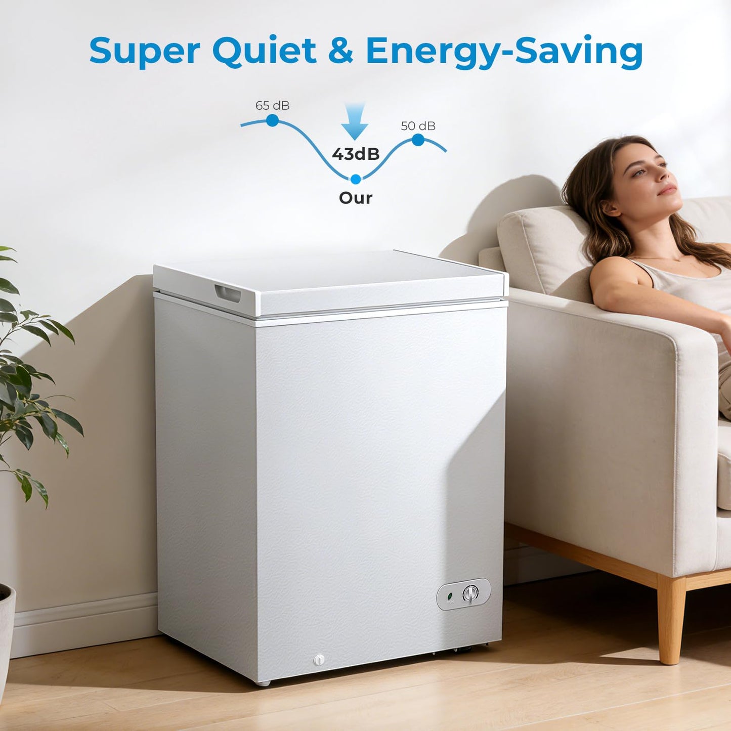 Antarctic Star Chest Freezer 5.0 Cubic Feet Compact Freezer with Removable Baskets, Top Open Door Deep Freezer, Adjustable Temperature for Home Dorm, Bar, Basement, Kitchen, White