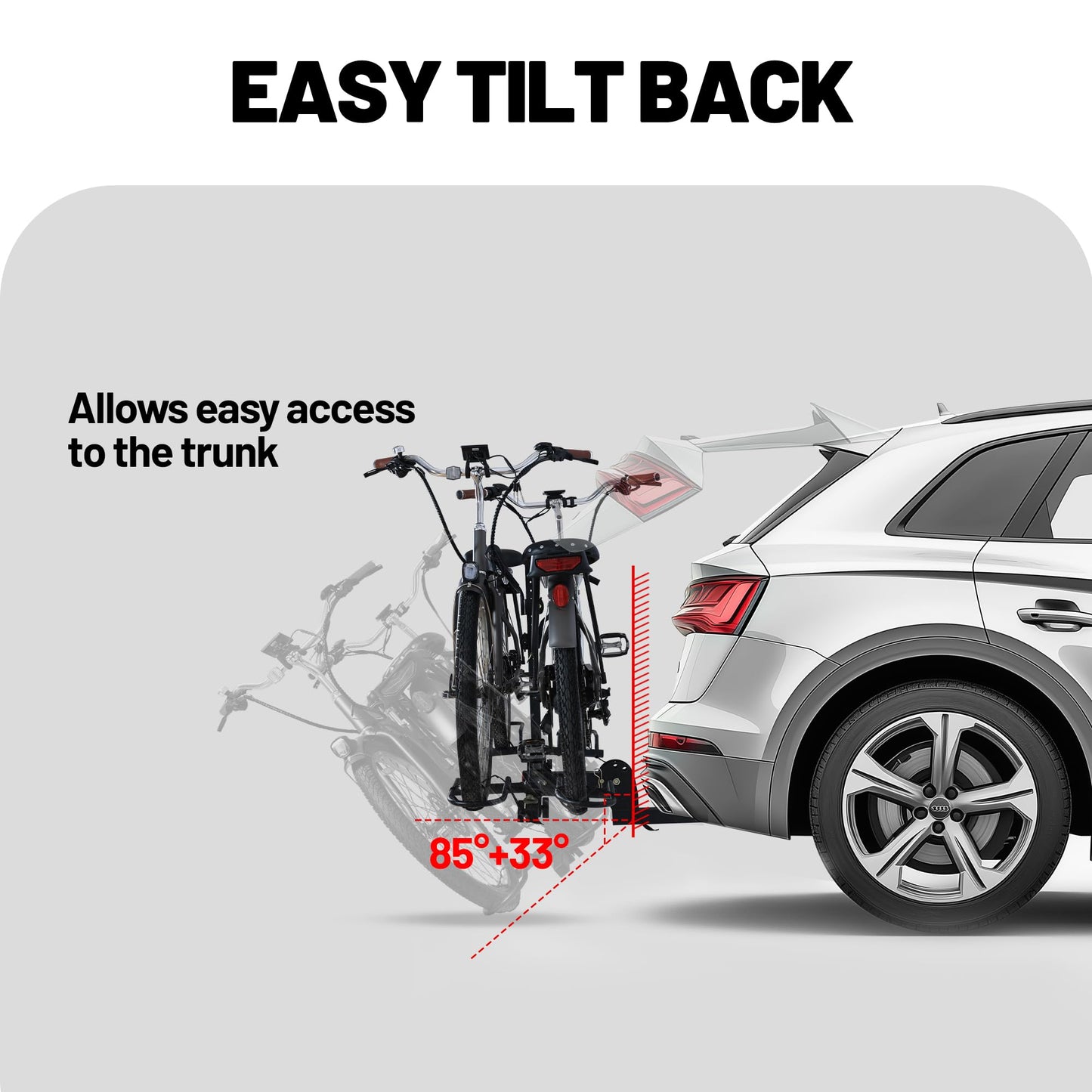 Young 200 lbs 2-Bike Rack Hitch Mount for Cars Trucks SUVs RVs, fits Standard, MTB, Fat Tire Bikes w/Up to 5-inch Tire - 2" Hitch Receiver