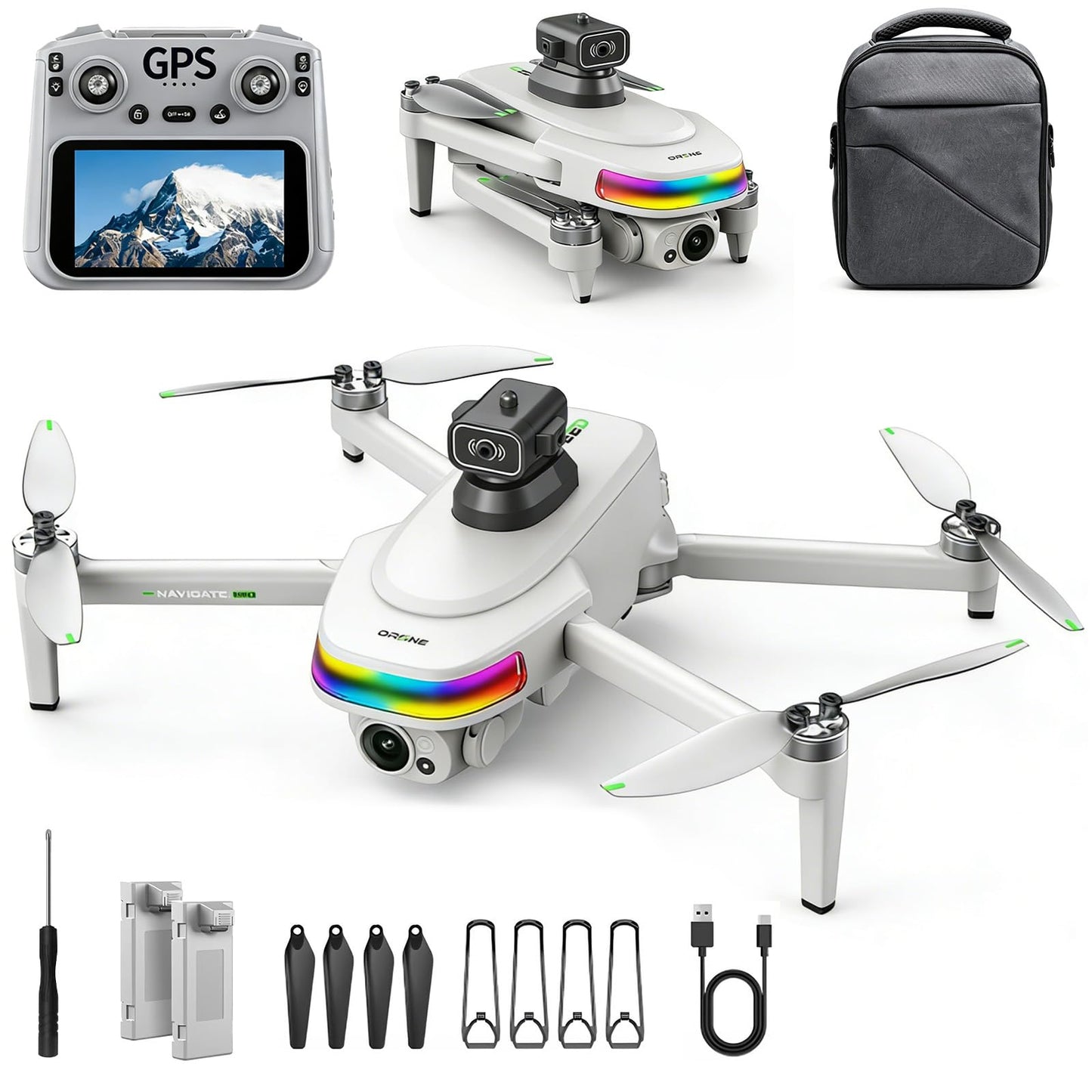 uehjxb 4K Drone with Camera for Adults & Beginners, 5.5" HD Touchscreen Remote, 30-Min Flight, Brushless Motor, Smart Obstacle Avoidance, One-Key Return, Foldable RC Drone Under 260g