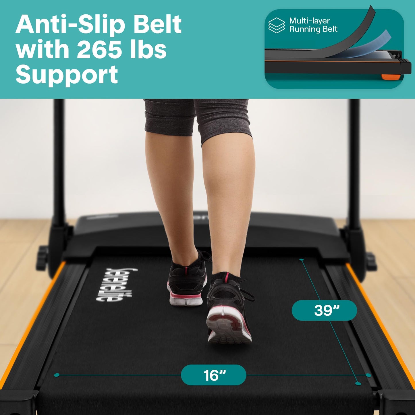SereneLife Smart Foldable Treadmill with Bluetooth Music, 5 LED Display, Shock Absorption, Advanced App Integration, 2-Level Manual Incline, Portable Treadmill 2.5HP Motor for Optimal Workouts