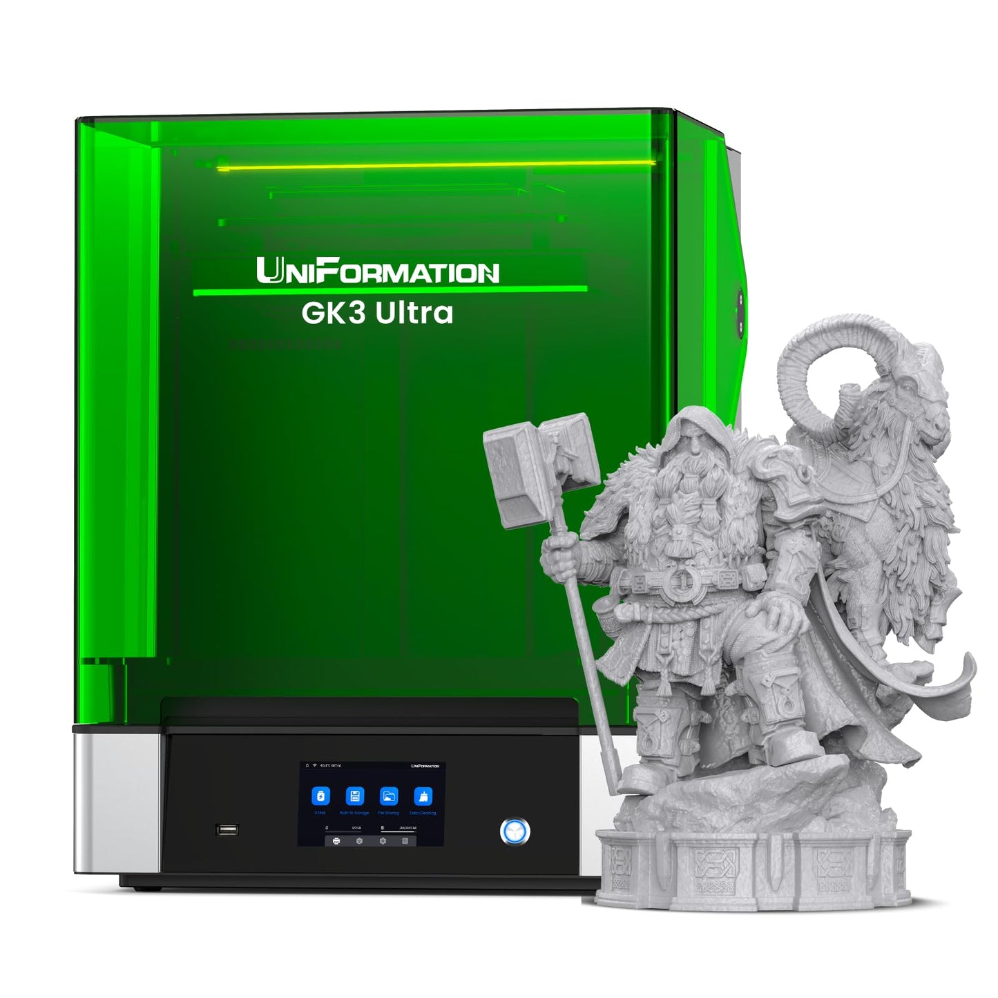 UniFormation GK3 Ultra 13.5-Inch Large Resin 3D Printer 16K High-Resolution LCD 3D Resin Printer Big Build Volume 11.8x6.3x11.8in, Auto Resin Heating, Auto Feeding System for Professional 3D Printing