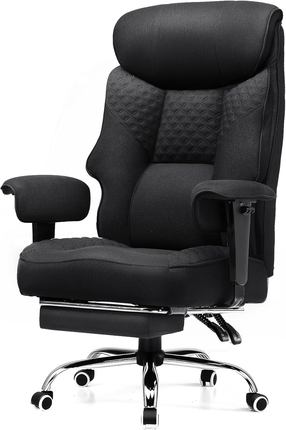 GTPLAYER Big and Tall Office Chair, High Back Computer Gaming Chair with Ergonomic Lumbar Support &Pocket Spring Cushion for Lower Back Pain Relief, Fabric Executive Chair with Foot Rest, Black