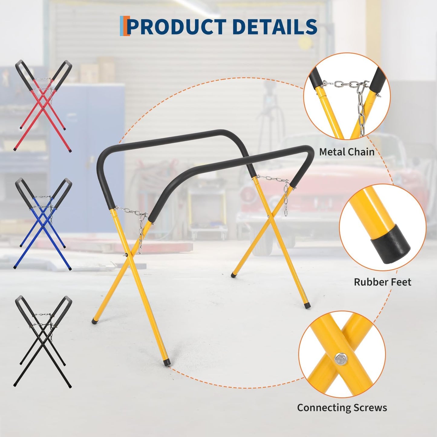 500LBS Yellow Work Stand 4 Pack Heavy Duty Automotive Work Bench