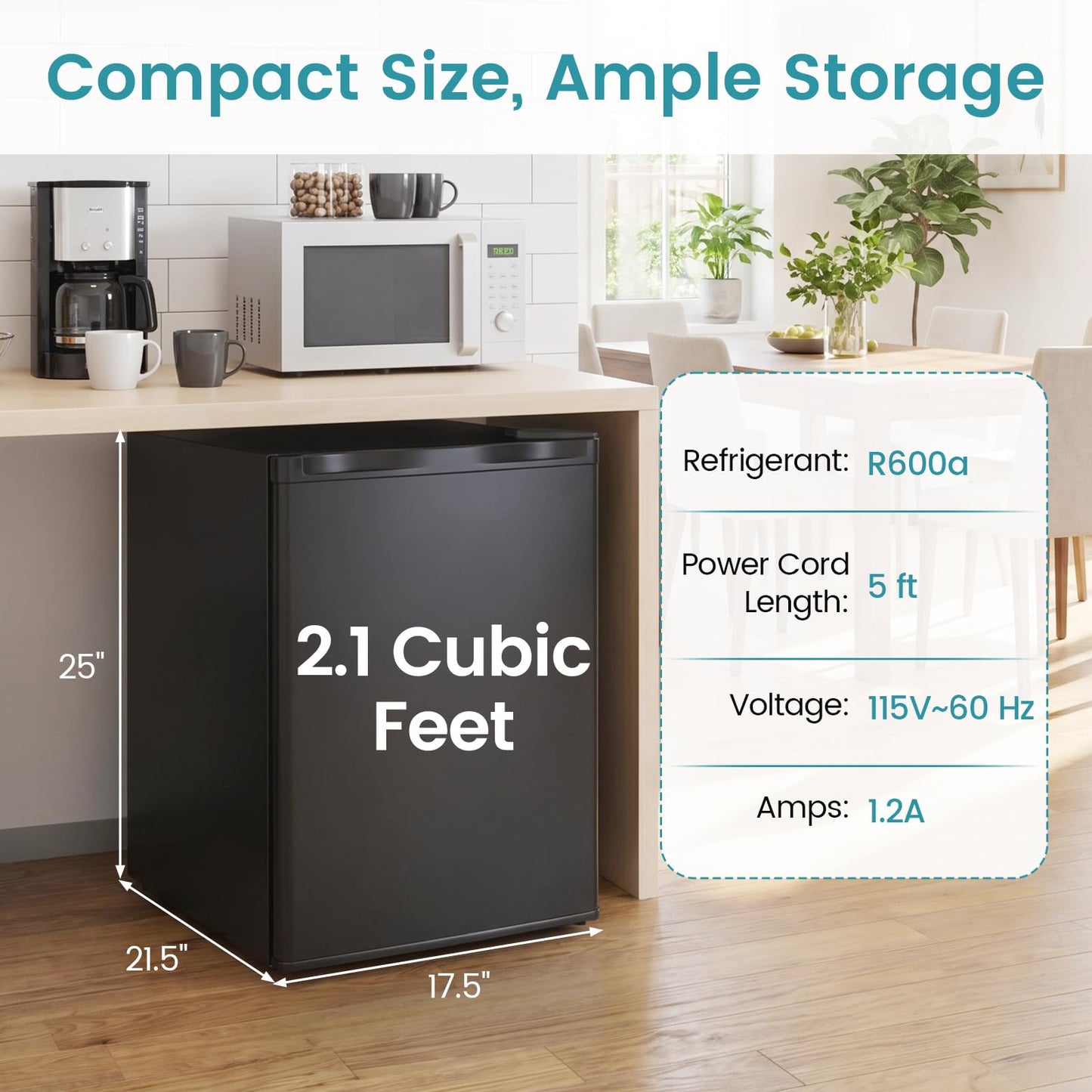 DORTALA Mini Freezer, 2.1 Cu.Ft Small Compact Upright Freezer with Reversible Door, Adjustable Thermostat, Removable Shelves, Quiet Freezer for Dorm Office Apartment (Black)