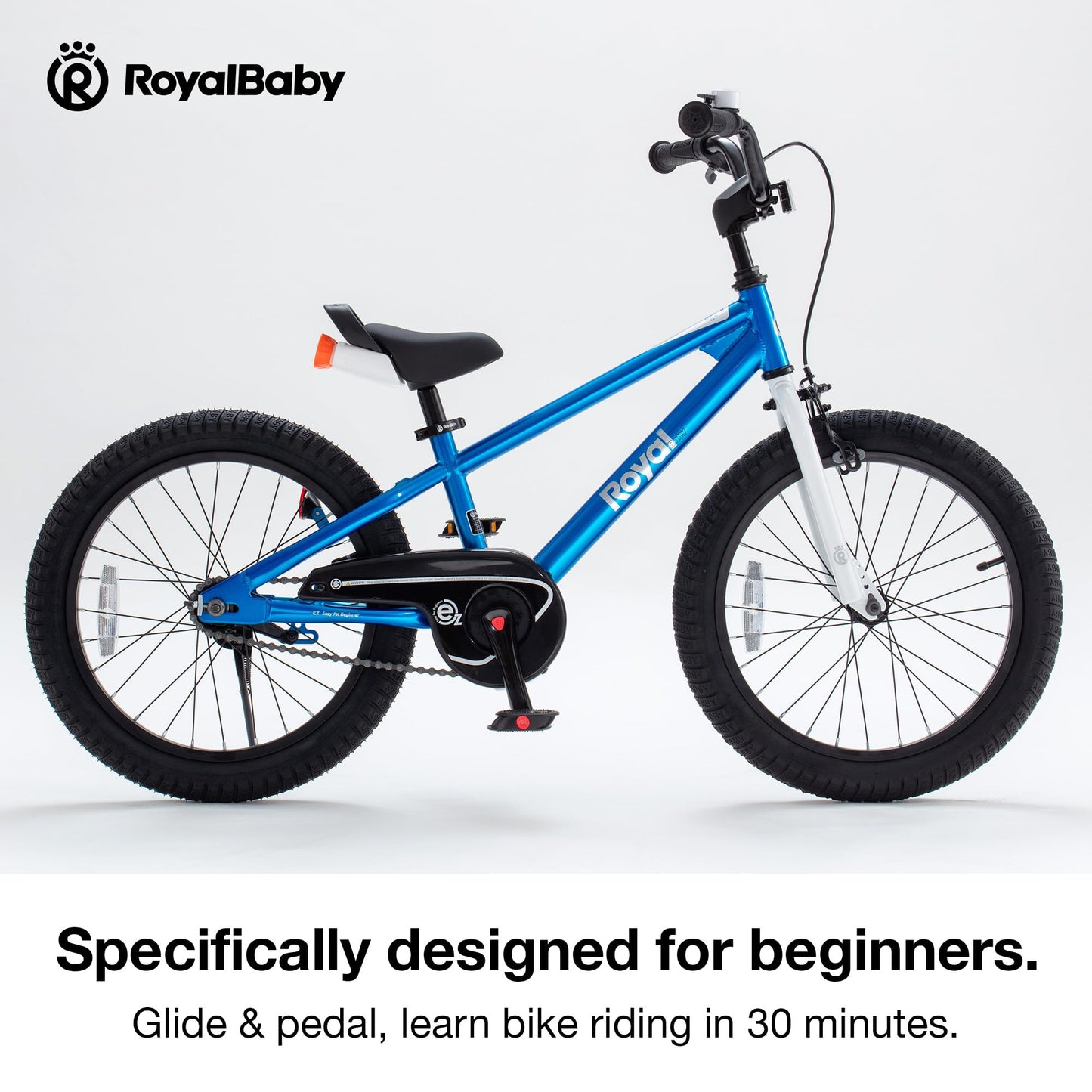 RoyalBaby EZ Kids Bike, 18 Inch Wheel Bicycle with Quick Release Crank for Beginners Easy Learn Biking, Boys Girls Ages 5-9 Years, Royal Blue