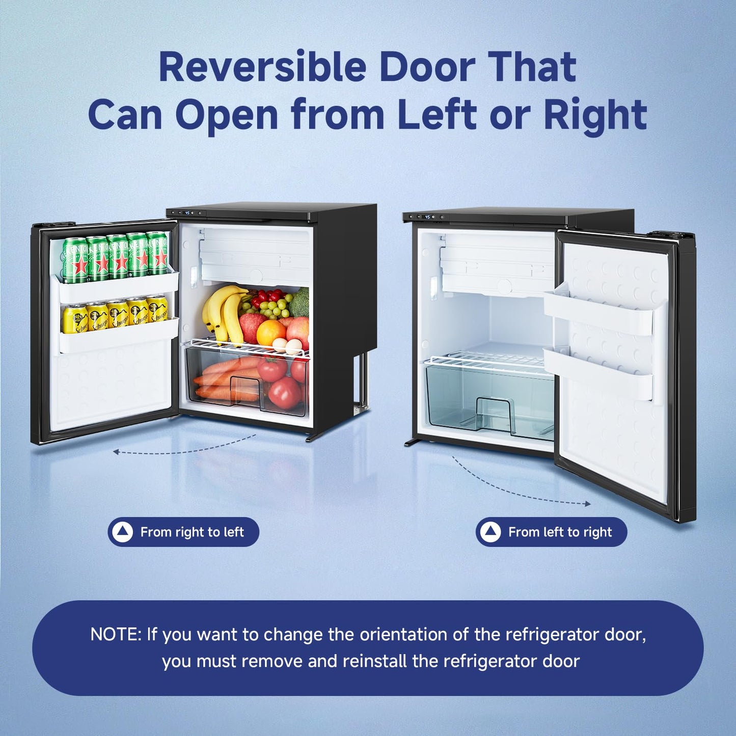 BODEGACOOLER 12-Volt Refrigerator, 65L(2.3cu.ft) RV Fridge Freezer with APP Control & Child Lock, Travel Compressor Cooler -4℉-46℉, 12/24V DC for Truck, RV, Camping