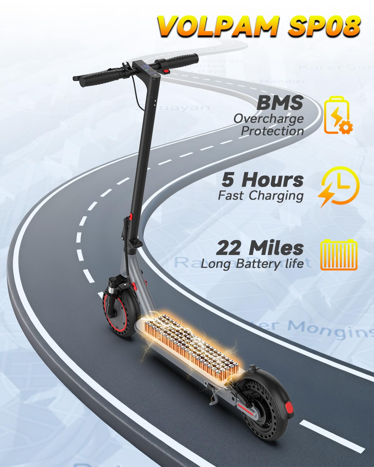 VOLPAM 10''/11''Electric Scooter with Dual Suspensions, 19/22MPH, 500W/800WMotor, 60/40/31/23Miles Long Range, Dual Braking, Max Load 264 lbs