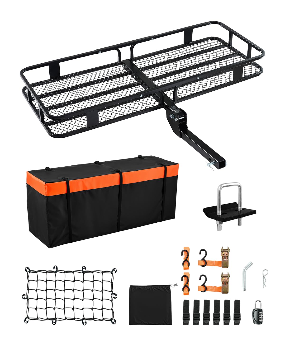 VEVOR 60 x 24 x 6 in Folding Hitch Cargo Carrier 500lbs Capacity
