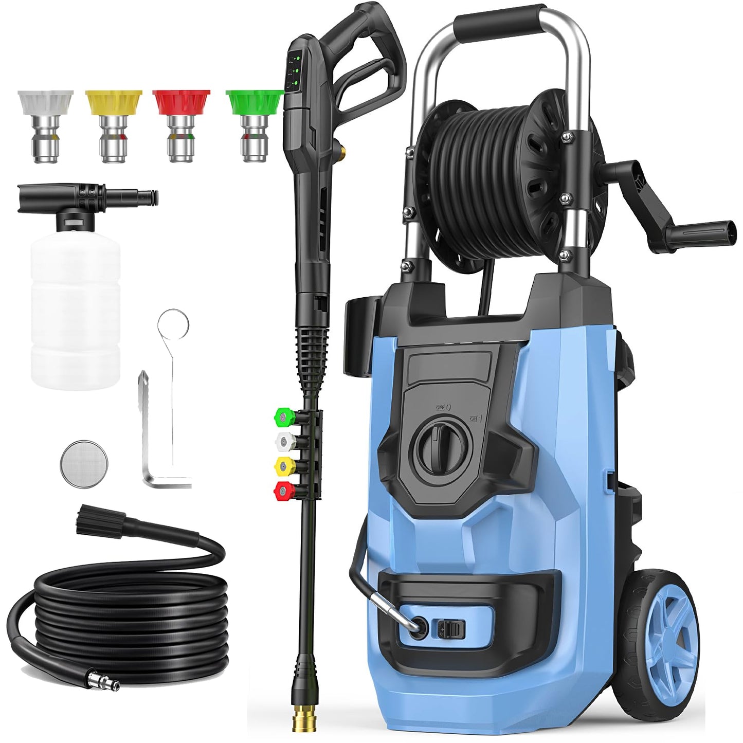 Imdot 2026 New Pressure Washer 5000 PSI with 3 Levels Adjustable Pressure Gun, Portable Pull-Handle, 4 Nozzles and Foam Cannon, Heavy Duty Power Washer for Home/Car/Fence/Garden, Blue