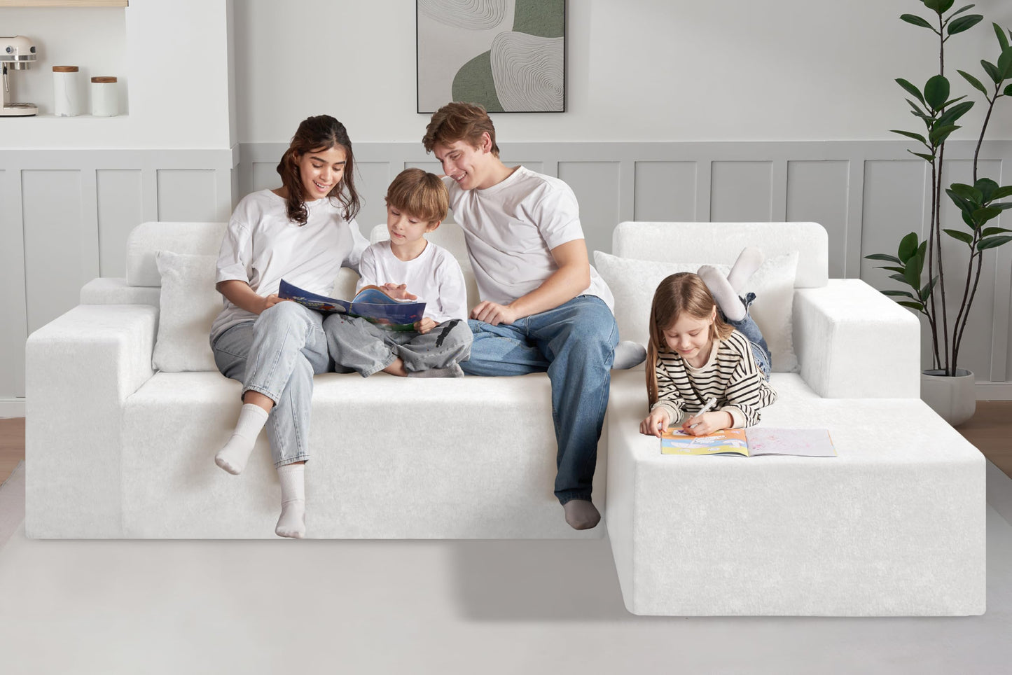 HABUTWAY 105" L-Shape Modular Sectional Sofa Couch for Living Room,No Assembly Required,Modular Comfy Sofa with Deep Seat for Living Room Bedroom,Luxury Distressed Velvet(Right,Beige)