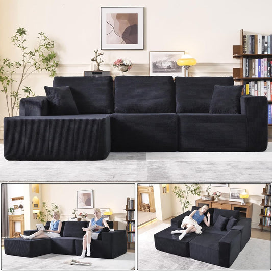 WHGBJA L-Shape Modular Sectional Sofa 108" — Cloud Couch Style 3-Seat Oversized Upholstered Sectional for Living Spaces No-Assembly