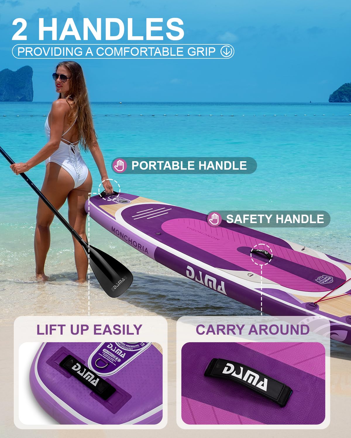 DAMA 11'*34"*6" Stand Up Paddle Board, Inflatable Paddle Board,Inflatable Paddle Boards for Adults w/a Wide, Smooth and Non Slip Deck, Versatile Styles, Suitable for Adults and Teenagers,Purple.