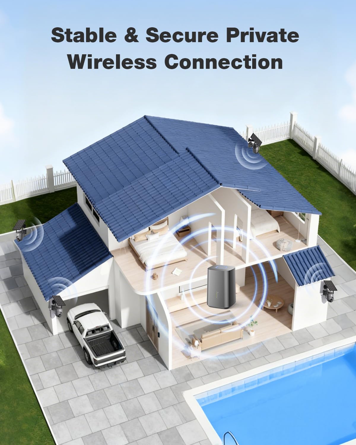 SEHMUA Security Cameras Wireless Outdoor (4-cam-kit), No Subscription Required, Color Night Vision, 360° PTZ, 4MP Live View, Instant Alerts, Solar Security Camera System Works 2.4G & 5G WiFi for Home