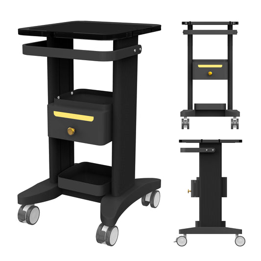 Seveat Professional Medical Cart | 3-Tier Rolling Trolley with Drawers | 198 lbs Capacity | Portable Utility Cart for Hospitals, Clinics, Spa, Office, or Home (Black)