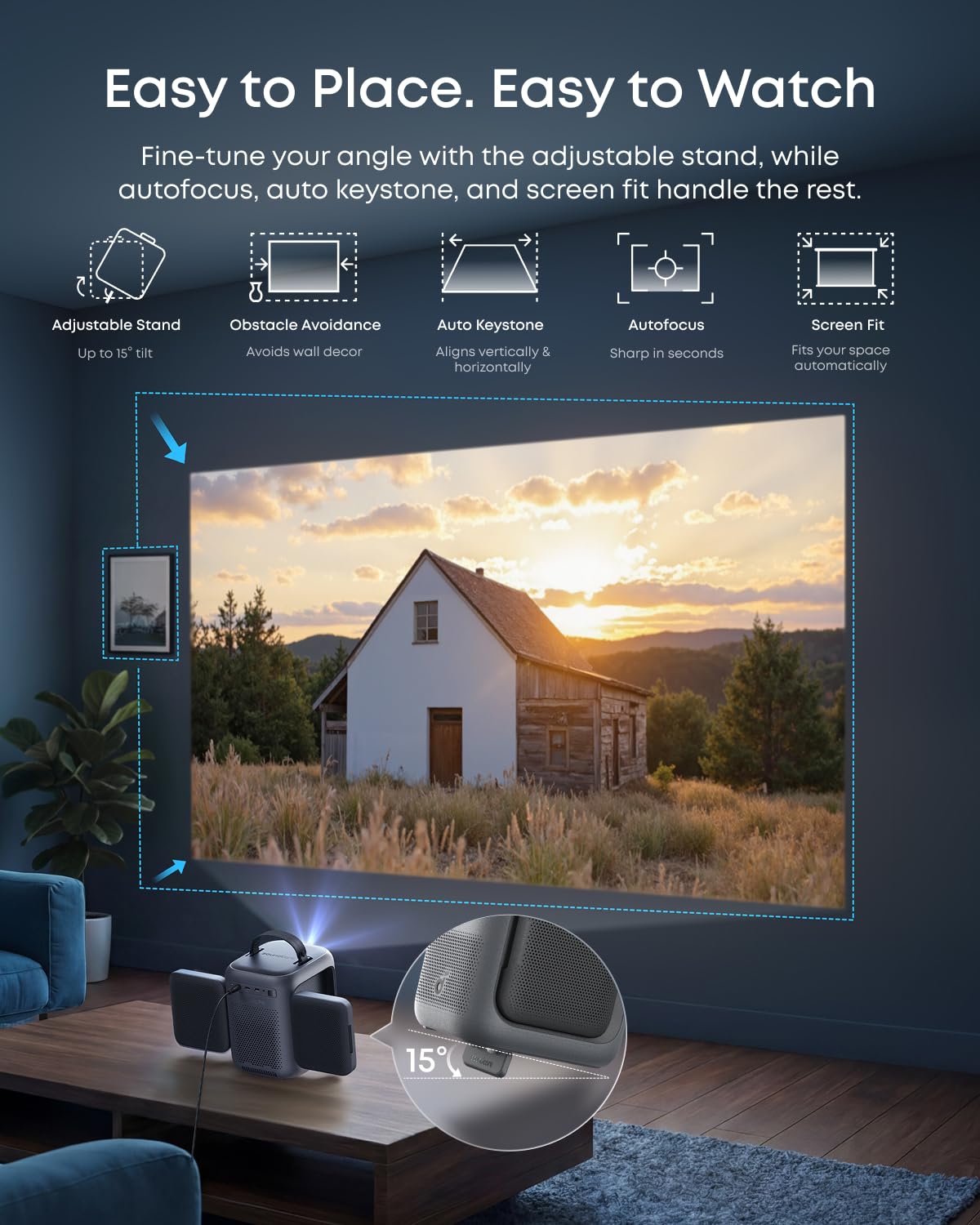 Anker Nebula P1i Portable Projector with WiFi and Bluetooth by soundcore, Flippable Design,1080P FHD, 4K Support, 380 ANSI Lumens, Auto Focus/Keystone, All-Glass Lens, Built-in Speaker