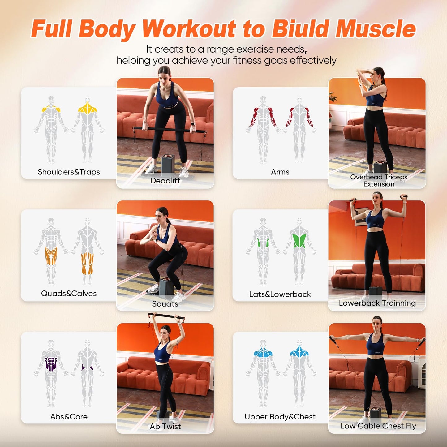 SR3 Smart Home Gym Equipment ，Portable Full Body Workout Cable Machine with Ambient Light,at Home Gym | All in One Gym for Travel | Foldable Gym & Home Exercise Equipment