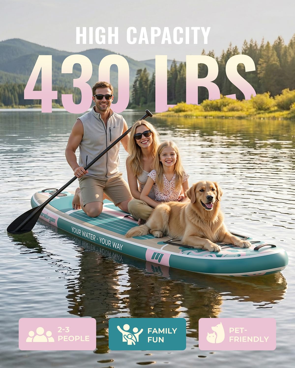Marsdorgan 11ft Inflatable Stand Up Paddle Board, Wood Grain Ultra Lightweight SUP, 430lb Capacity for Adults Youth Family, for Fishing Camping, Complete Kit with Backpack & Pump, Grey Wood Grain