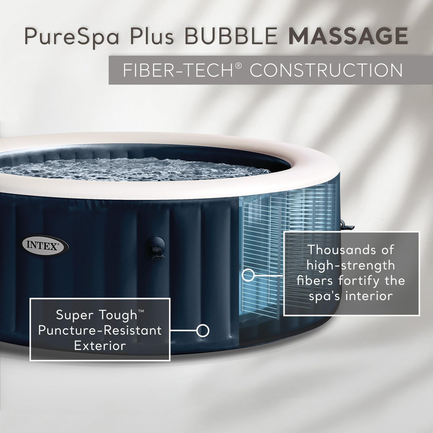 INTEX PureSpa Plus 6 Person Round Inflatable Hot Tub, Bubble Massage Spa Set with Energy Efficient Cover, 2 Headrests, & LED Light, 85 in x 28 in