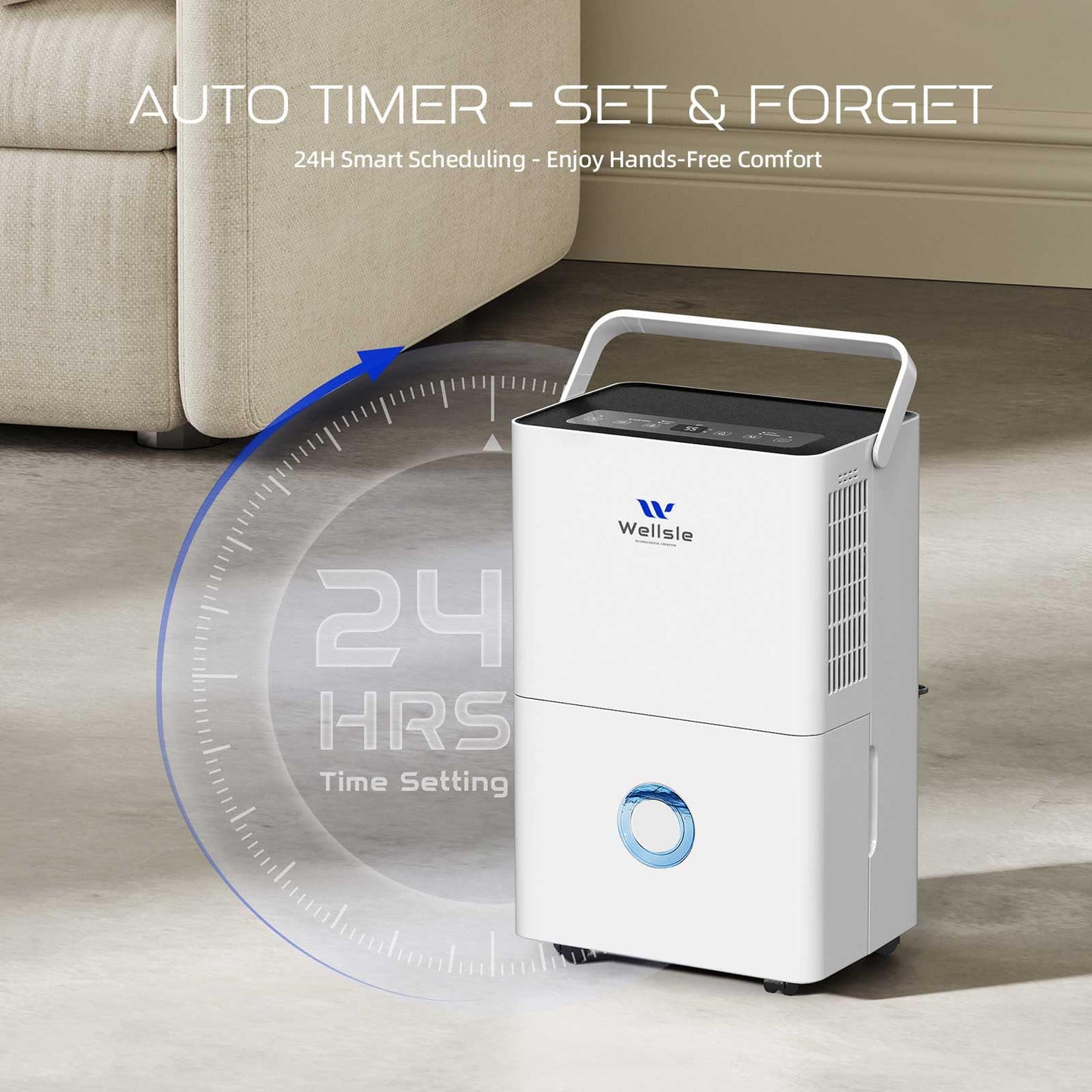 Wellsle 4500 Sq.ft Dehumidifier for Basement and Garage, 80 Pints Home Dehumidifier with Drain Hose and Water Tank, Quiet Dehumidifiers for Bedroom, Living Room, Office.