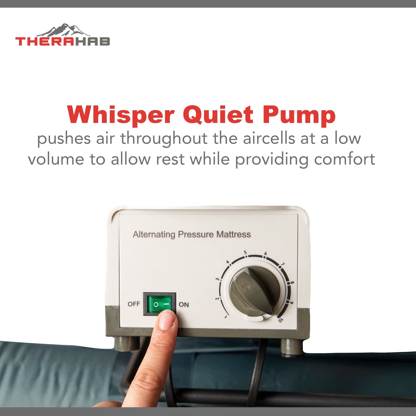 Therahab 4.5” Alternating Pressure Air Mattress with Electric Pump - Low Air Loss - Stage 2 Pressure Sores, Ulcers, Bed Sores, Hospital Bed Mattress Topper