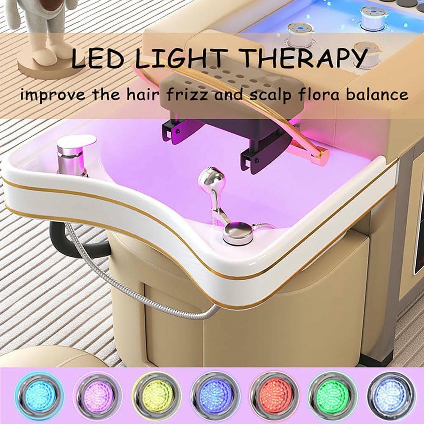 BTOIASYHF Head Spa Equipment, Head Spa Bed, Massage Shampoo Backwash Unit, Shampoo Bowl with Fumigation and Water Circulation for Salons and Spas