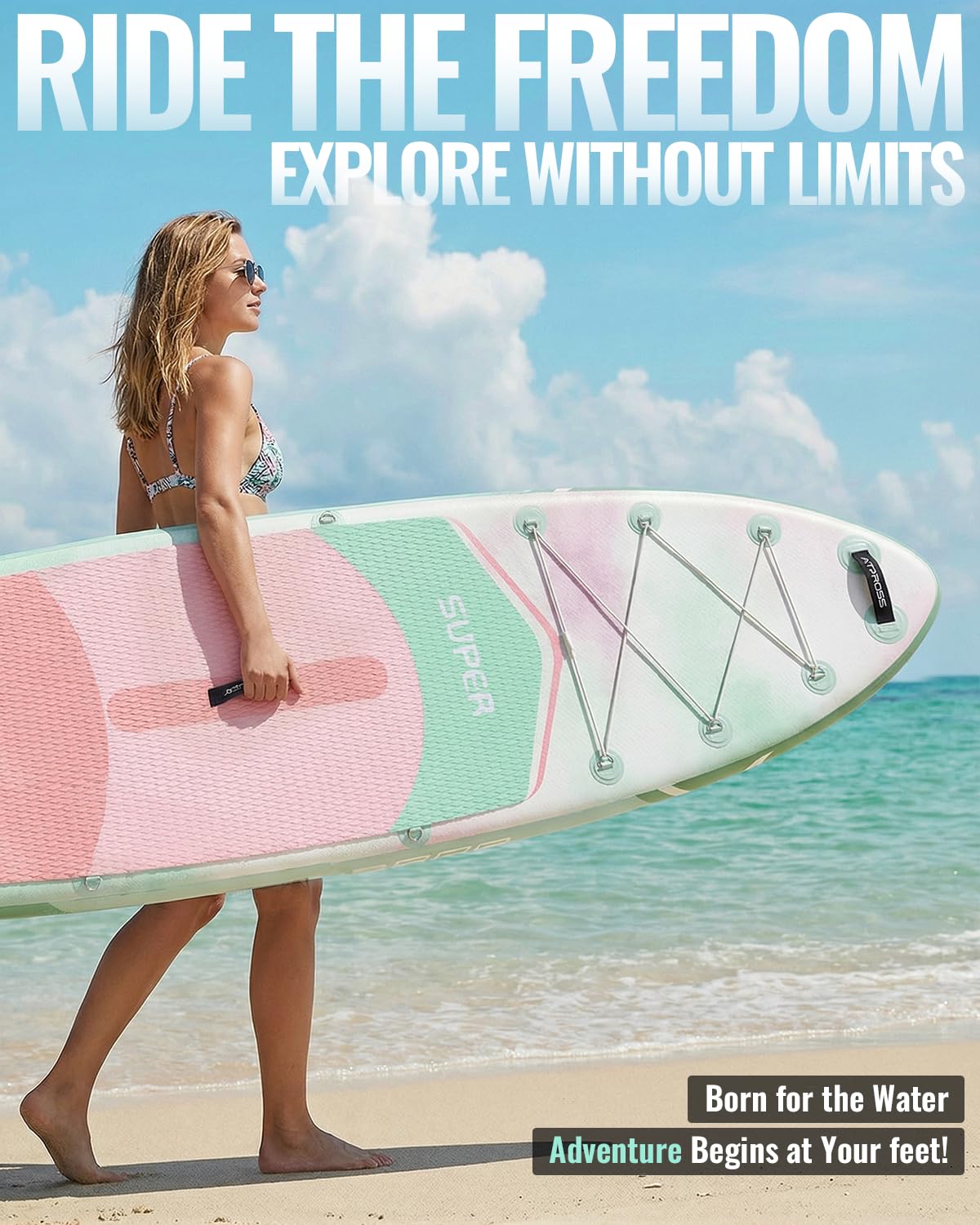 10'6''x33''Inflatable Stand Up Paddle Board, 400lbs Extra Ultra-Light Blow Up Paddle Board, Premium SUP Accessories Kit & Backpack, Non-Slip Stable Deck Boat for Yoga Fishing Surf