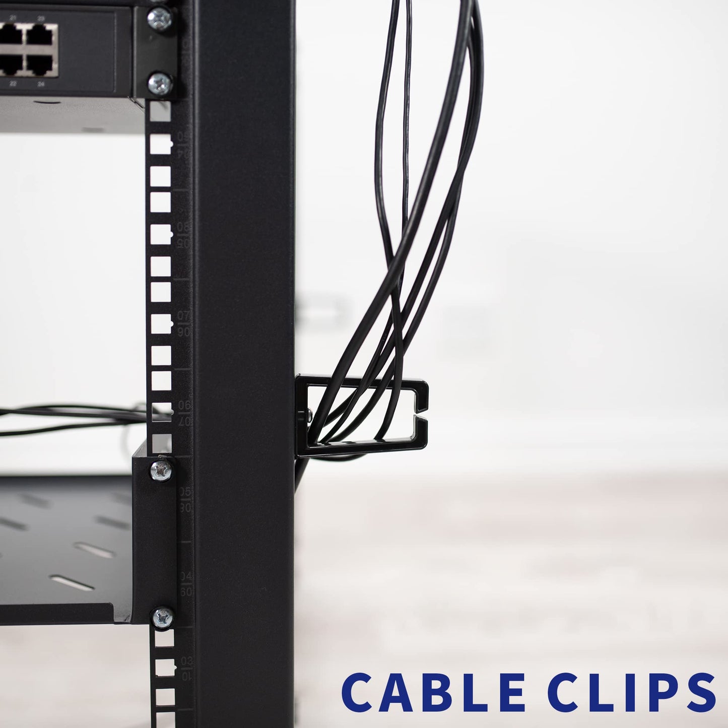 VIVO 25U Freestanding Server Rack, Mobile Open Frame 22 to 40 inch Adjustable Network Server Cart, Black, CART-SR25U