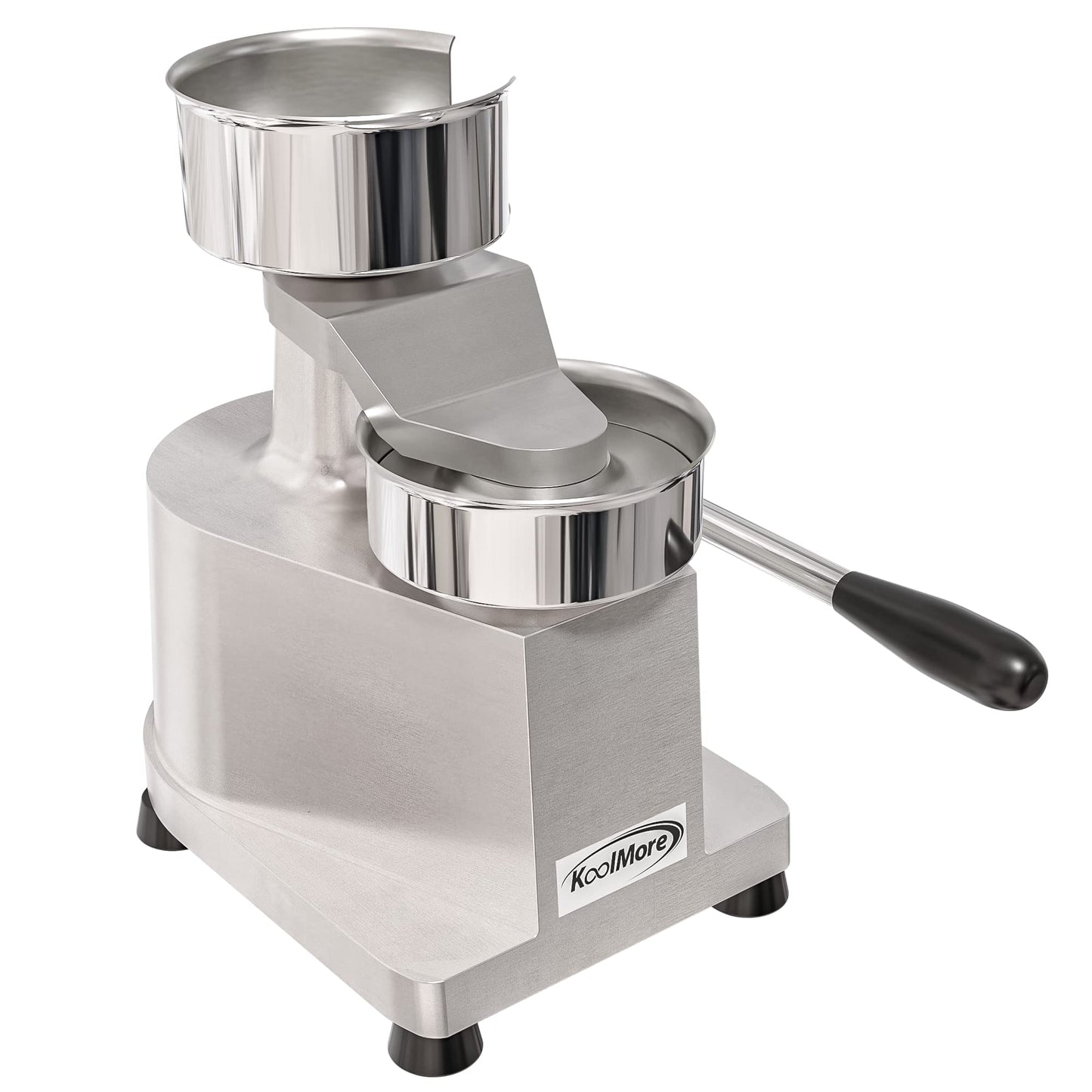 KoolMore Burger Press Patty Maker for 4” Hamburgers, Stainless-Steel Manual Forming Machine for Personal and Commercial Foods, Heavy Duty Processor, Includes Pattie Papers (CHM-4), Silver