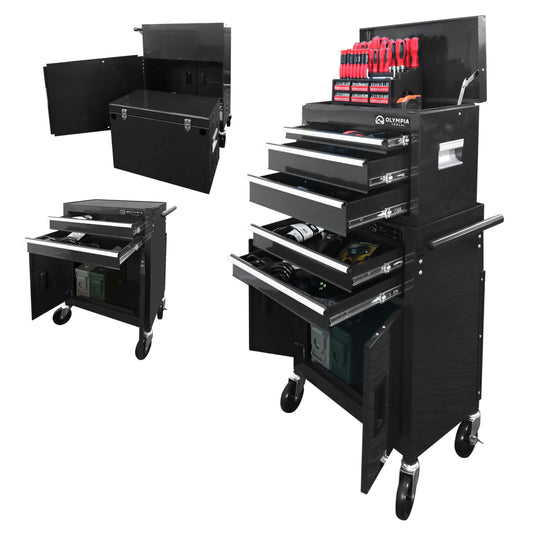 Olympia Tools 20-Inch Rolling Tool Cabinet Organizer, Heavy-Duty 5-Drawer Metal Tool Chest with Wheels and Locking Storage for Garage and Workshop, Black