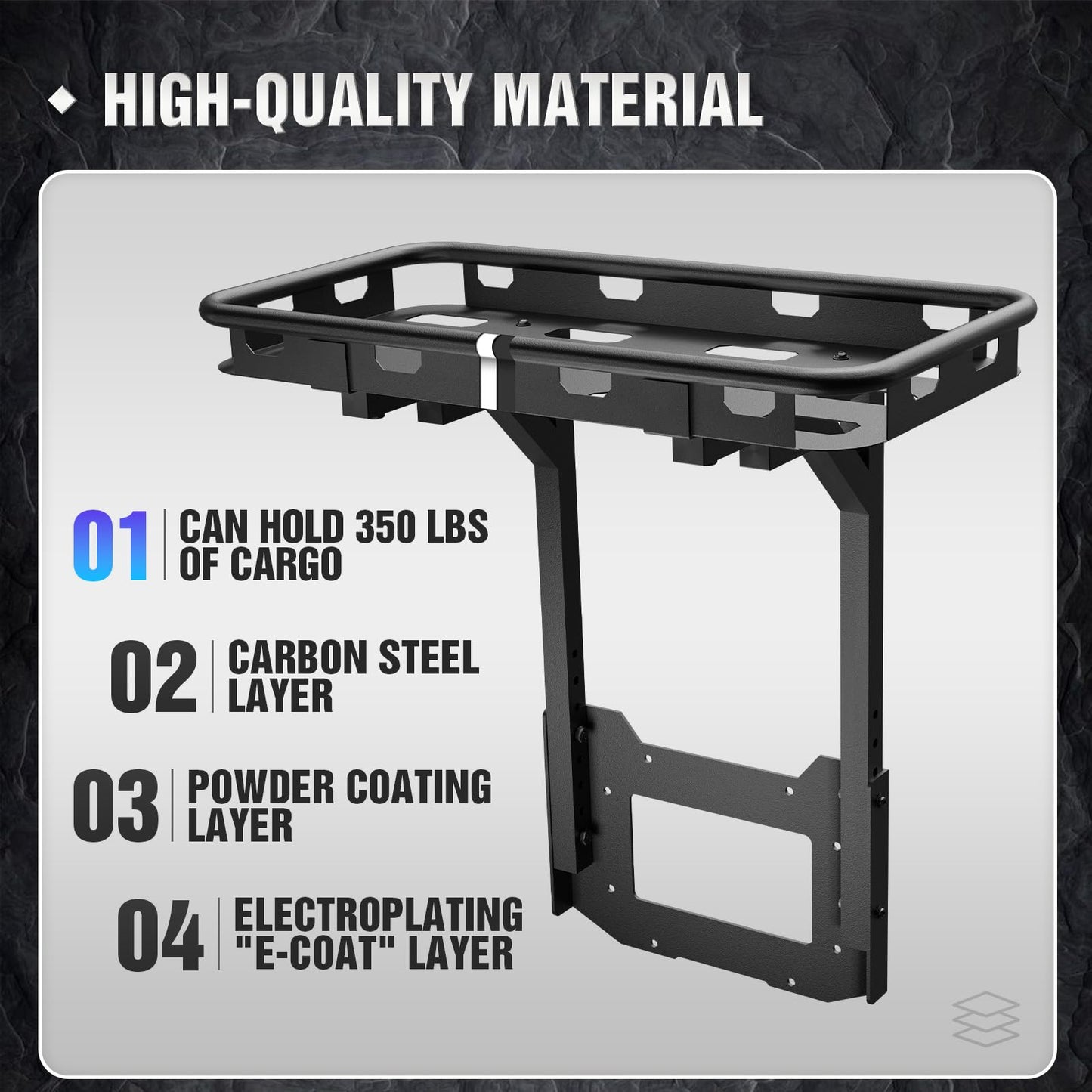OBNAUX for Jeep Wrangler JK Spare Tire Cargo Rack Tailgate Compatible with 2007-2018 Jeep Wrangler JK & JKU Unlimited 2/4 Door, Rear Cargo Basket, Luggage Storage Carrier (Bolt-On)