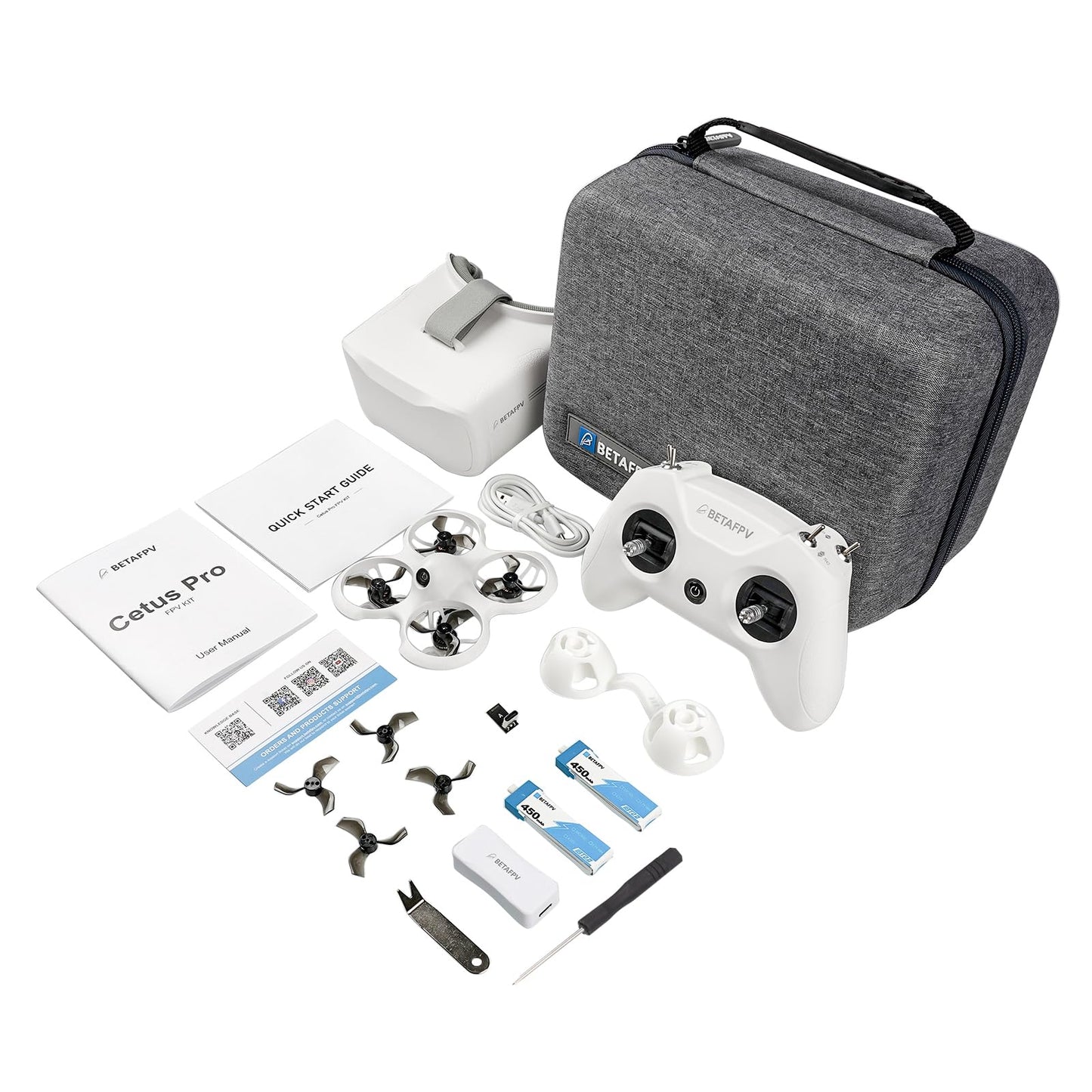 BETAFPV Cetus Pro FPV Kit with LiteRadio 2 SE Transmitter VR02 Goggles 3 Flight Modes Altitude Hold Emergency Landing Self Protection Turtle Mode, Ready to Flight Easy for FPV Beginners