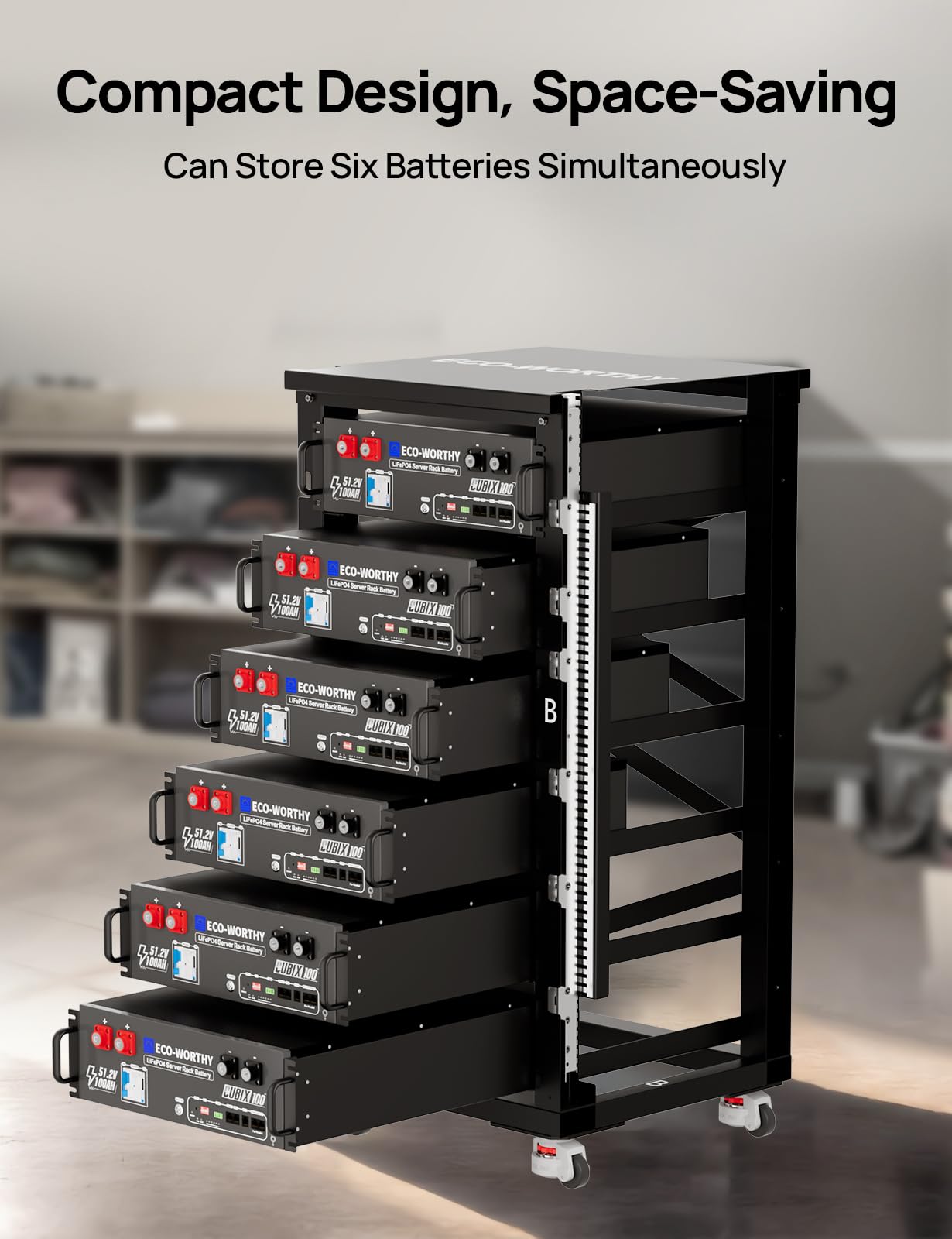 ECO-WORTHY RACK6 V2.1, 6-Layer Server Rack with 600A Busbar, Compatible with Mainstream Brands' Sever Rack Battery