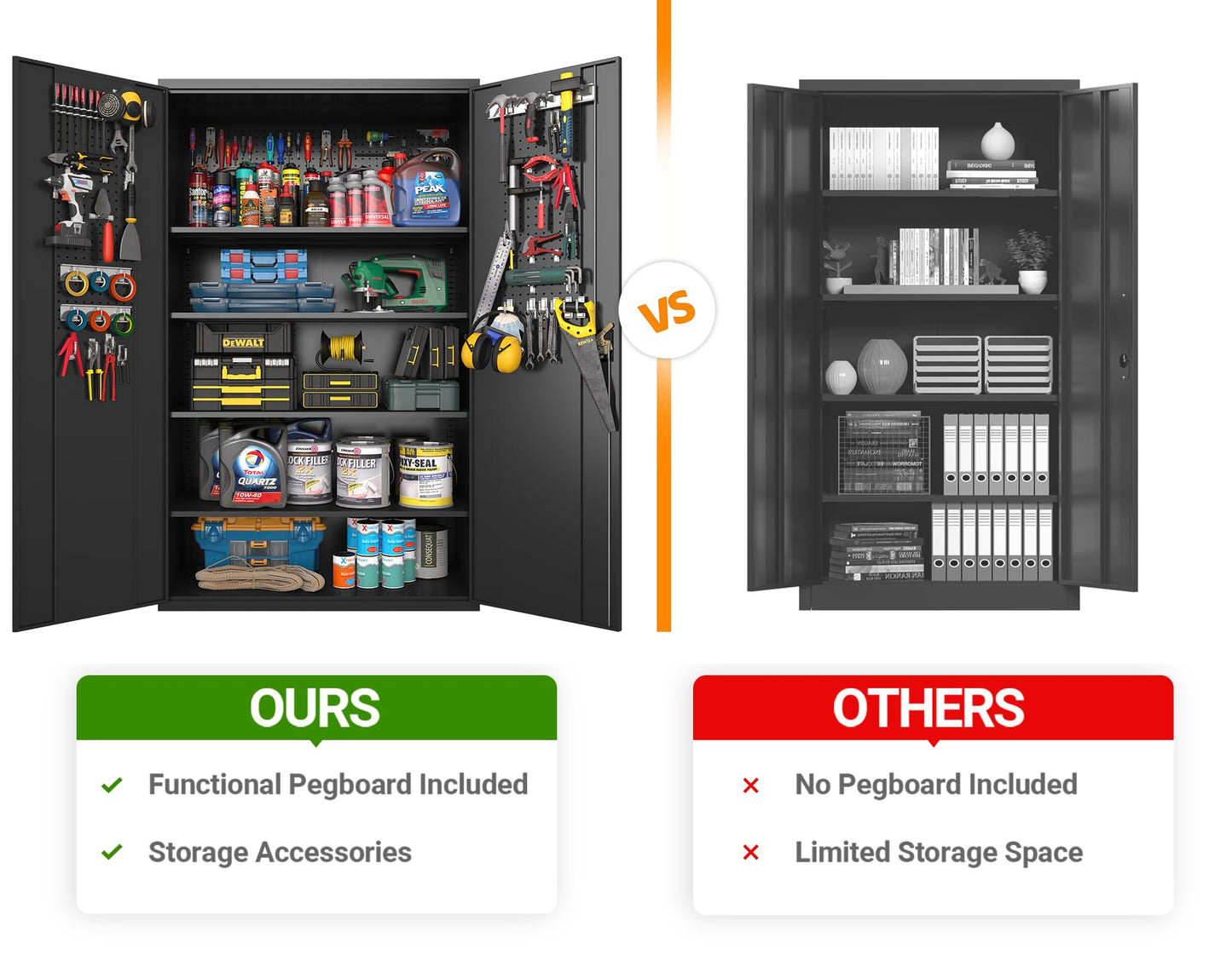 Fohufo Upgraded Wide Metal Storage Cabinet - 72 Inch Black Lockable Garage Cabinet with Wheels & 4 Adjustable Shelves | Heavy-Duty Steel Cabinet for Garage, Office, Pantry, Gym