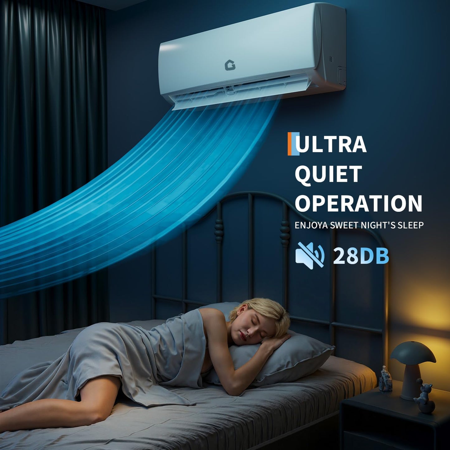 EliteEdge 12000 BTU Ductless Mini Split AC/Heating System, 19 SEER2 4-in-1 Inverter Heat Pump for Up to 550 Sq.Ft, 115V with Installation Kit, Wall Mount Low Noise Air Conditioner, White