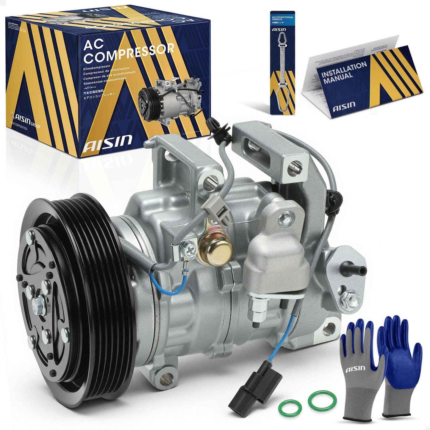 AISIN AFTERMARKET ACCH-00790 Air Conditioner AC Compressor - Compatible with Honda HR-V 2016-2022 1.8L - with 6-Pulley Groove, with Clutch