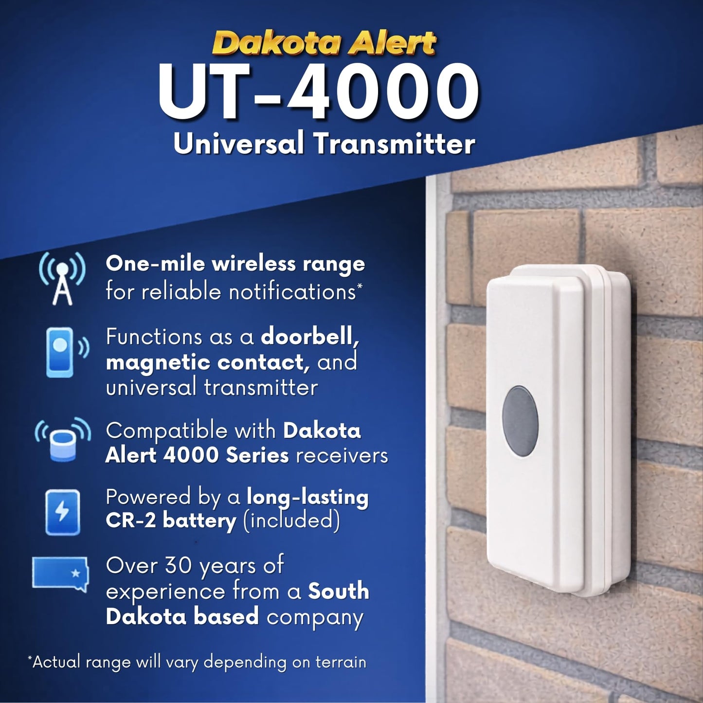 Dakota Alert Wireless Driveway Alarm System Complete Kit – DCPA-4000 Vehicle Detection Probe Sensor with DCR-4000 Receiver Bonus Kit– 1 Mile Long Range – Bonus UT-4000 Universal Transmitter