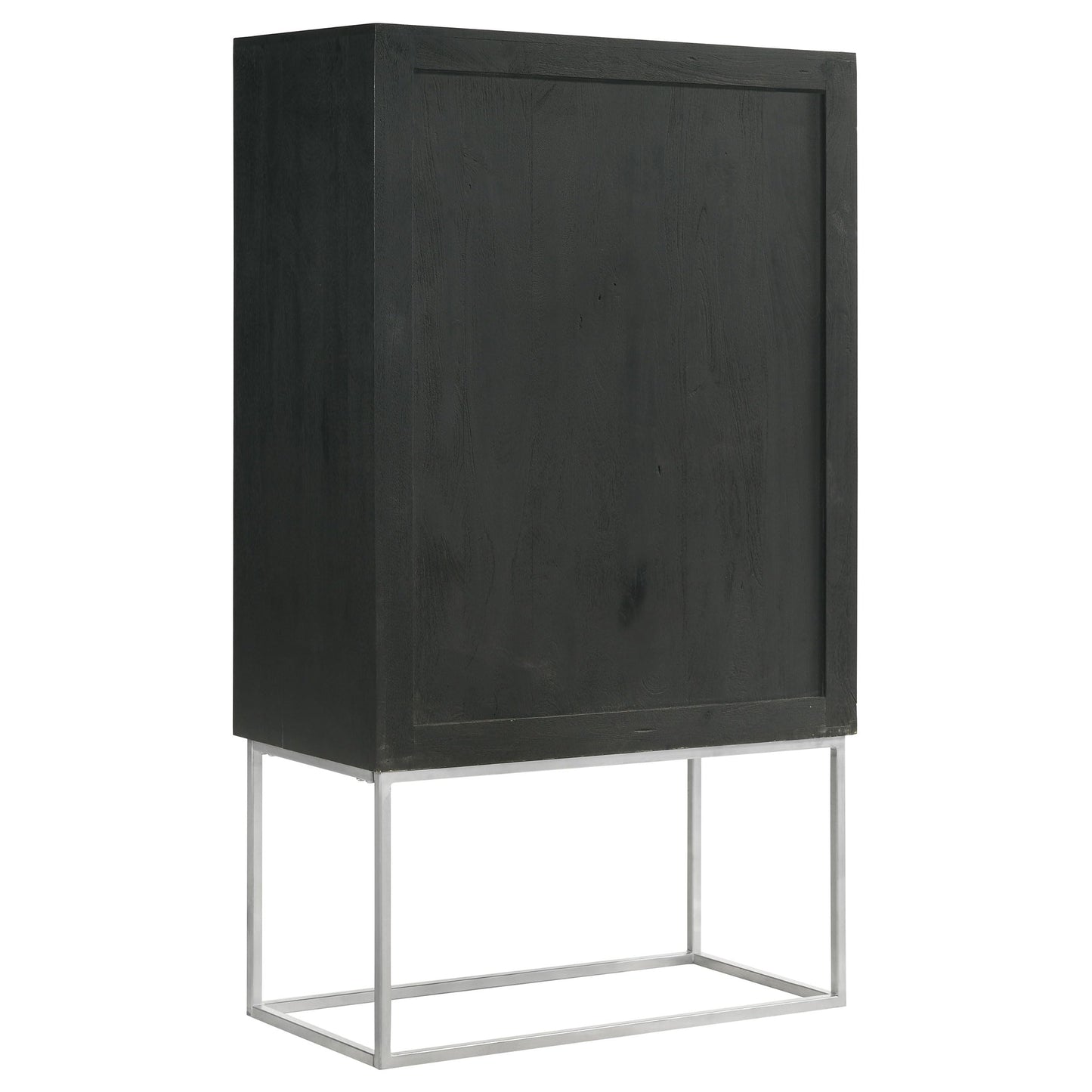 Coaster Home Furnishings - Borman - Wood and Metal - 2-Door Home Bar Cabinet with Wine Bottle Storage, Drawer, and Fixed Shelves - Dining Room & Living Room - 36-Inch - Walnut and Black - 950318