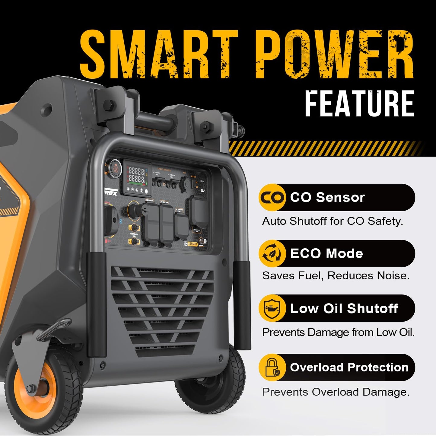 11000W Tri-Fuel Inverter Generator for Home Backup - Super Quiet with ATS Ready, Remote Start, CO Sensor, ECO Mode, 50A Outlets, Low THD, Gas, Propane & Natural Gas Powered (Black)