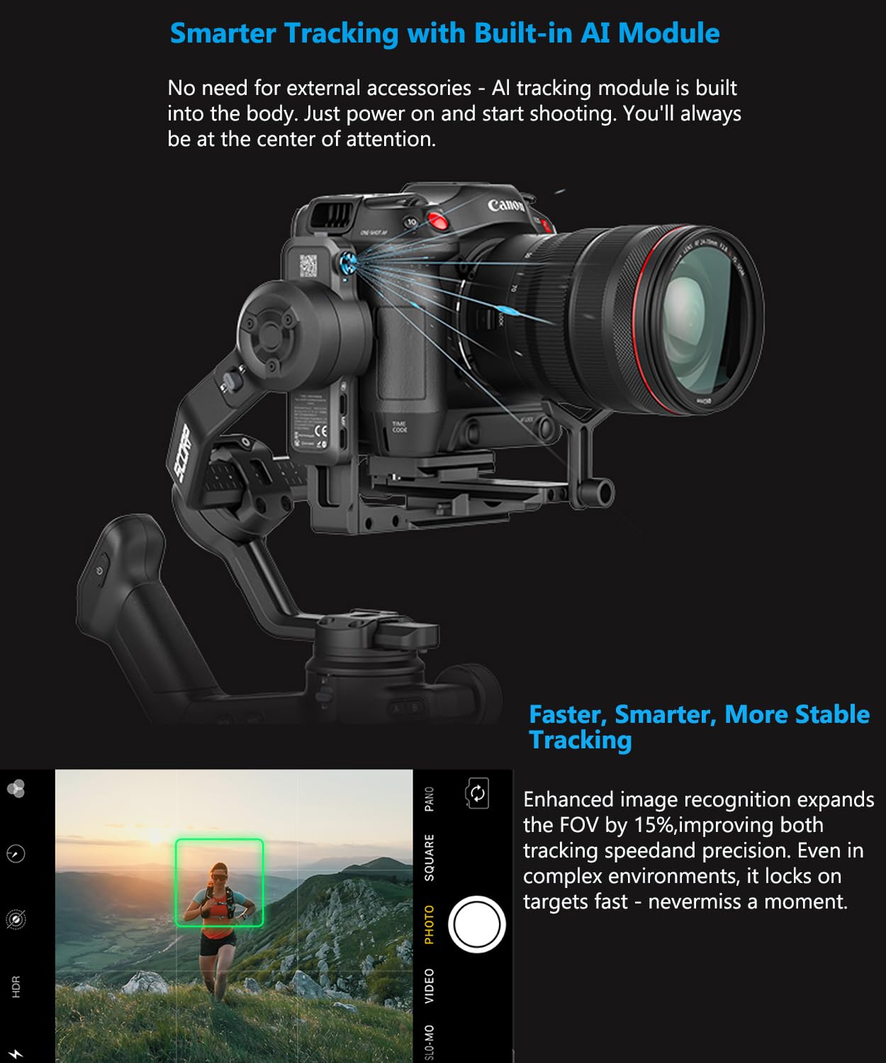 FeiyuTech SCORP 3 KIT Gimbal Stabilizer for DSLR and Mirrorless Camera,Built-in AI Tracking,Detachable Handle,3-Axis Gimbal for Sony/Canon/Nikon/Fujifilm, Max 3.5KG/7.72lbs,Touch Screen with Bag