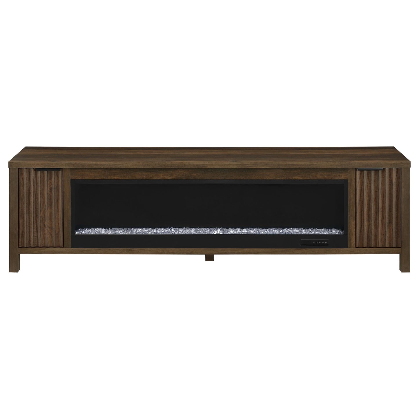 Coaster Home Furnishings - Carey - Wood - 79-Inch Fireplace TV Stand with Slatted Doors, Built-in Flame Box, Two Adjustable Shelves - Living Room - Dark Pine - 722823