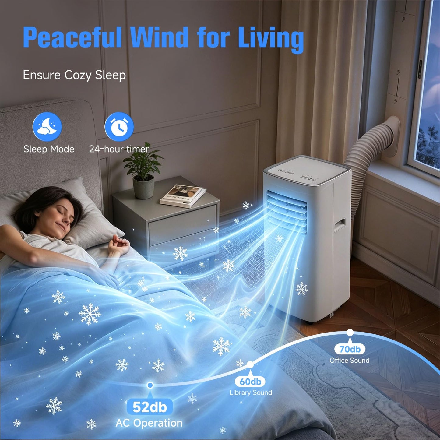 Portable Air Conditioner, 3-in-1 8500 BTU AC Unit with Fan & Dehumidifier – Quiet Cooling for Bedroom, Home Office up to 450 sq.ft, Includes Complete Window Mount Kit