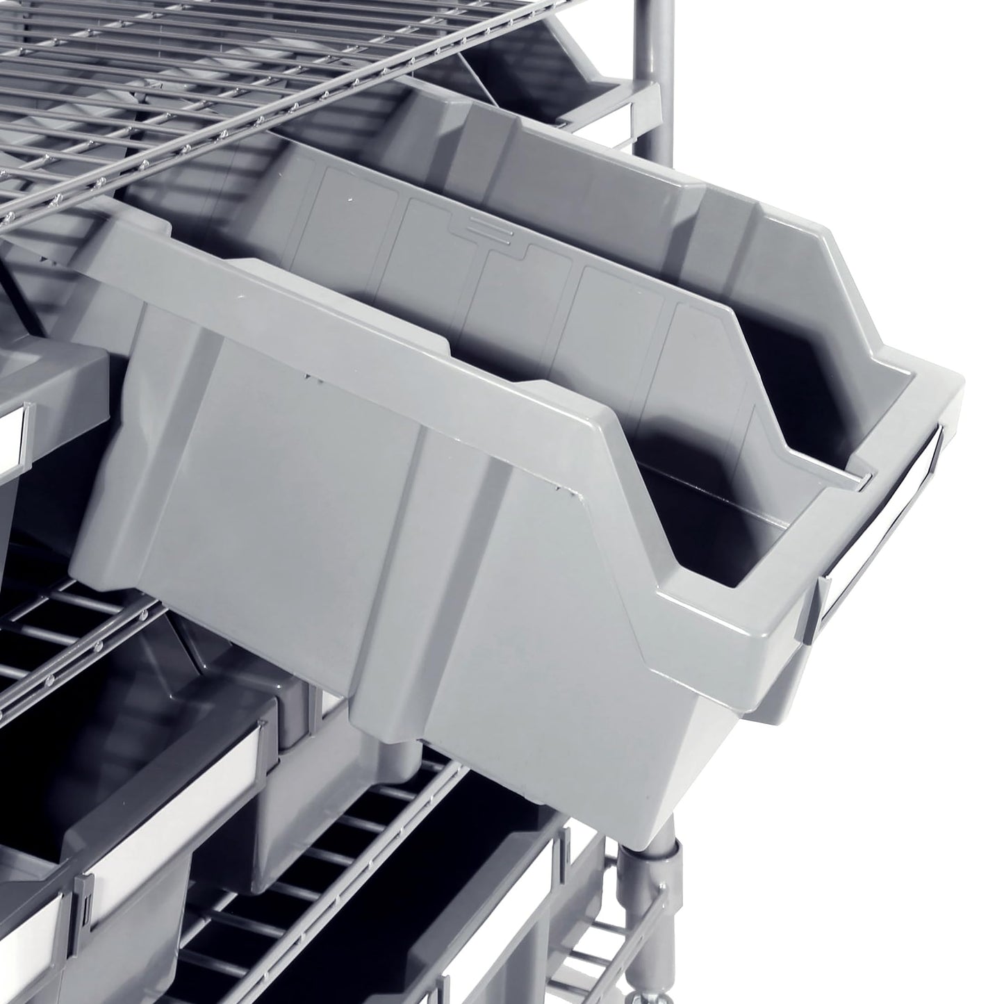 7-Tier NSF 16-Bin Steel Wire Shelving Rack, 36"W x 14"D x 56"H, Gray