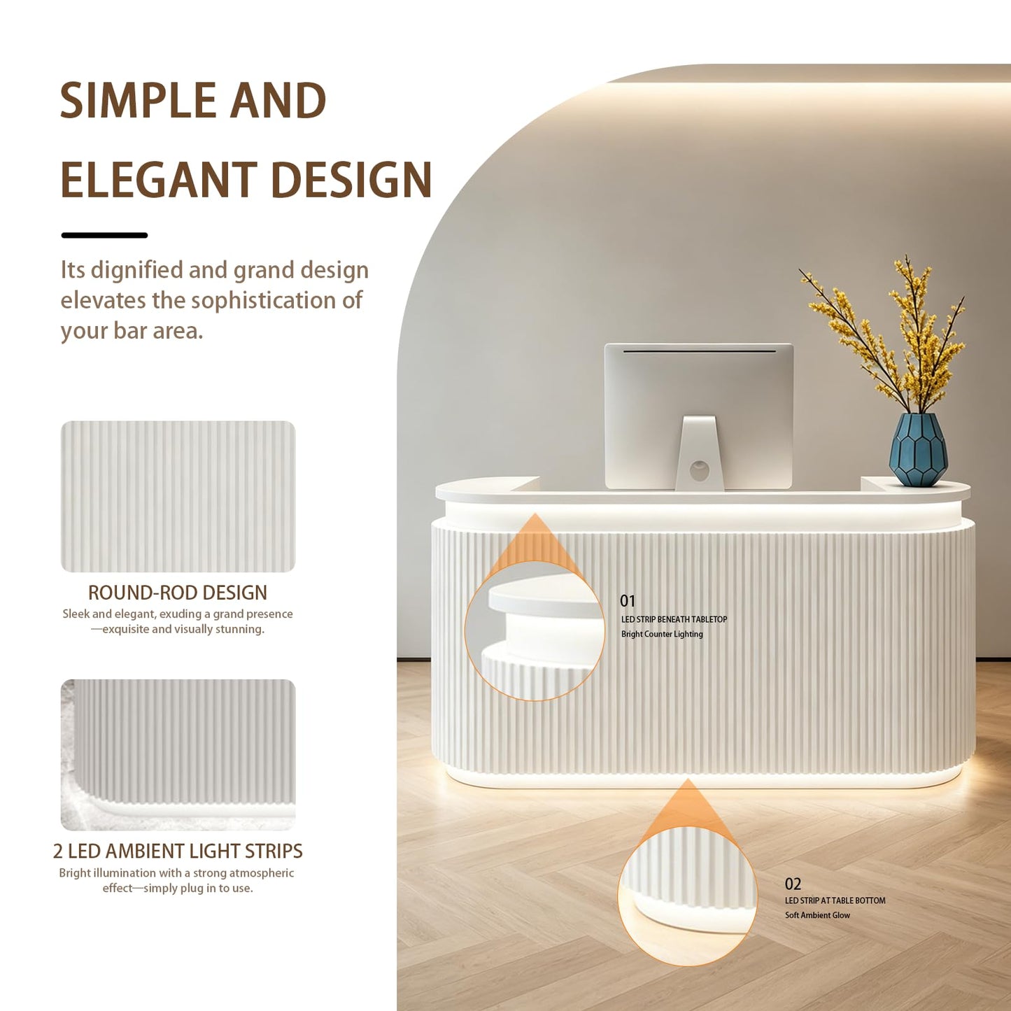 Reception Room Tables,Front Office Desk, Modern Reception Counter with Storage Function Lockable Drawers, Large Front Counter for Salon Lobby Office Retail Shop