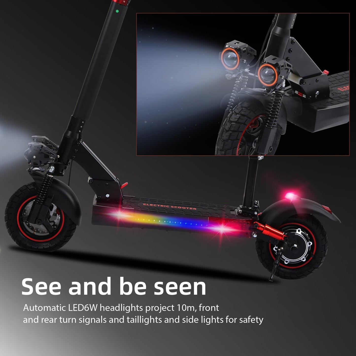 Electric Scooter Adults,1200/1600W Motor, 30/34 MPH Top Speed & 30/40 Miles Range, 48V 18/21AH Big Battery, 10/11" Off-Road Tire Folding E Scooter with Seat, Dual Braking System, Double Suspension