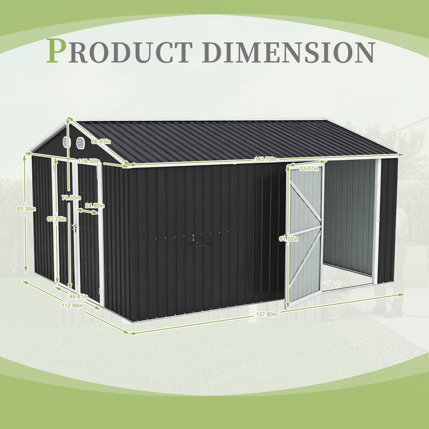 KEIKI 10x12 FT Metal Outdoor Storage Shed, Heavy Duty Steel Garden Tool Shed with Lockable Doors, Window & Sloped Roof, Waterproof Backyard Patio Storage Building, Dark Gray