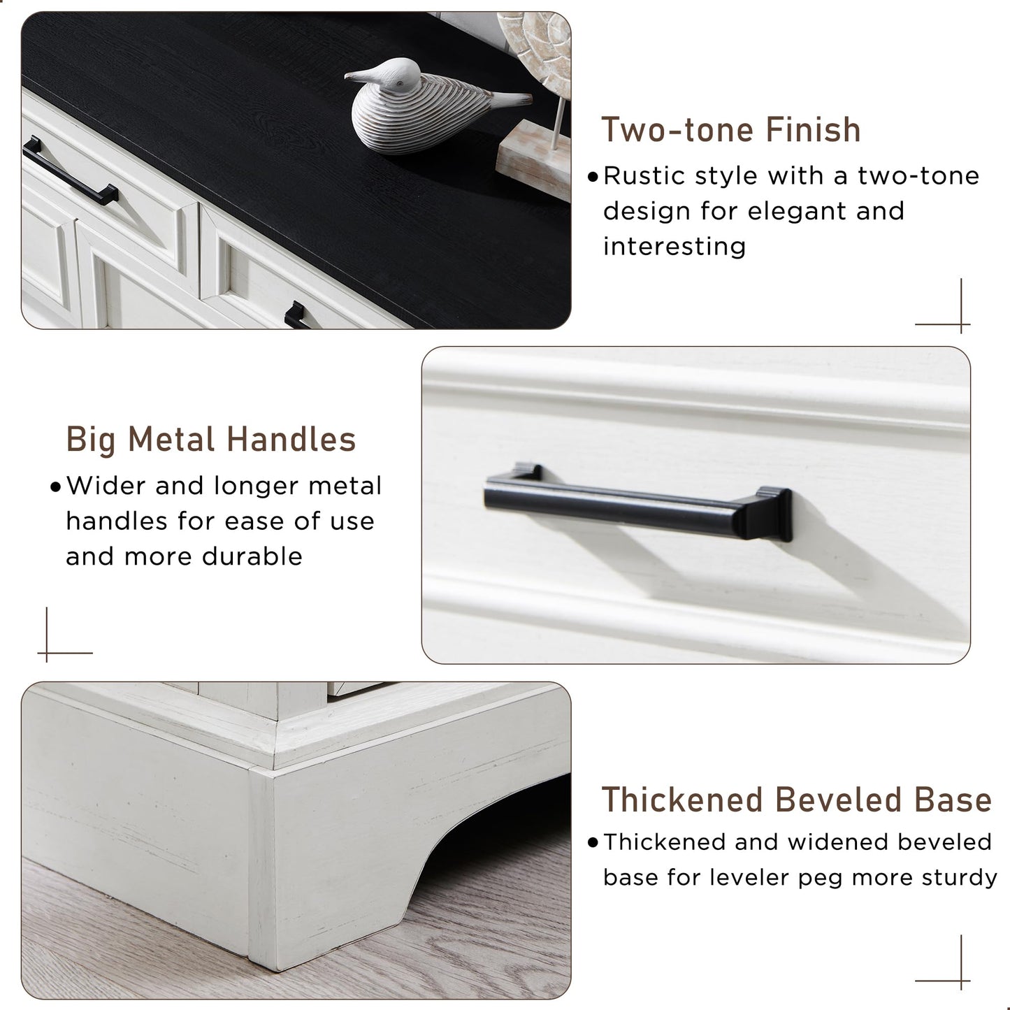 ACCOHOHO 7 Drawer Dresser, Farmhouse Chest of Drawers for Bedroom, 52" Wide Dresser with Large Metal Handles, Wood Drawer Organizer for Living Room, Hallway - Off White
