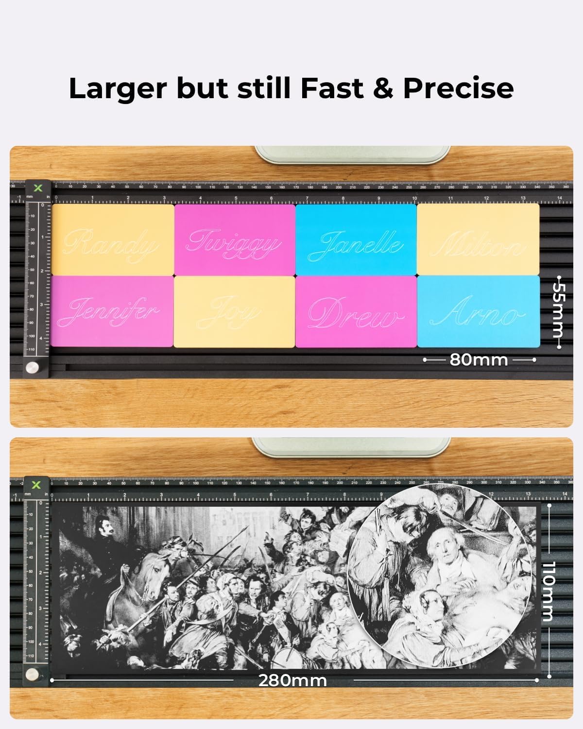 xTool Slide Extension for F2/F1/F1 Lite, Expand The Laser Engraving Area to 115 * 400mm, Longer Laser Engraving and Cutting for Laser Engraver, 5 Clamps Included for Stability