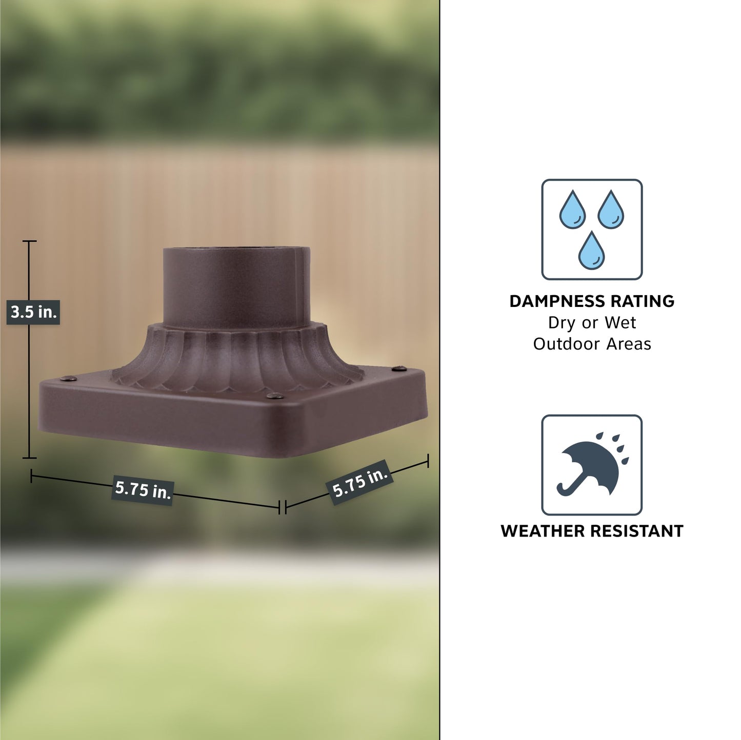 DESIGNERS FOUNTAIN Outdoor Post Light Base, 5.75 Inch Pier Mount, Cast Aluminum, Oil Rubbed Bronze, Model 1916-ORB