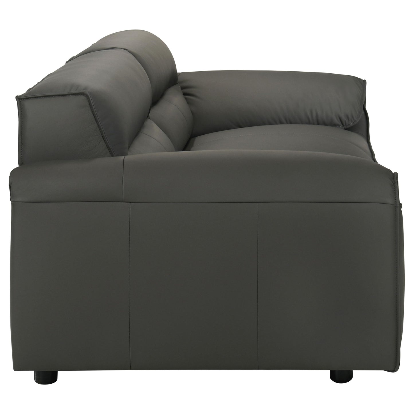 Coaster Home Furnishings - Buxton - Top Grain Leather - Upholstered Leather Sofa with Track Arms, Tight Back, Low-Profile Frame and Full Foam Seating - Living Room - Graphite - 509504