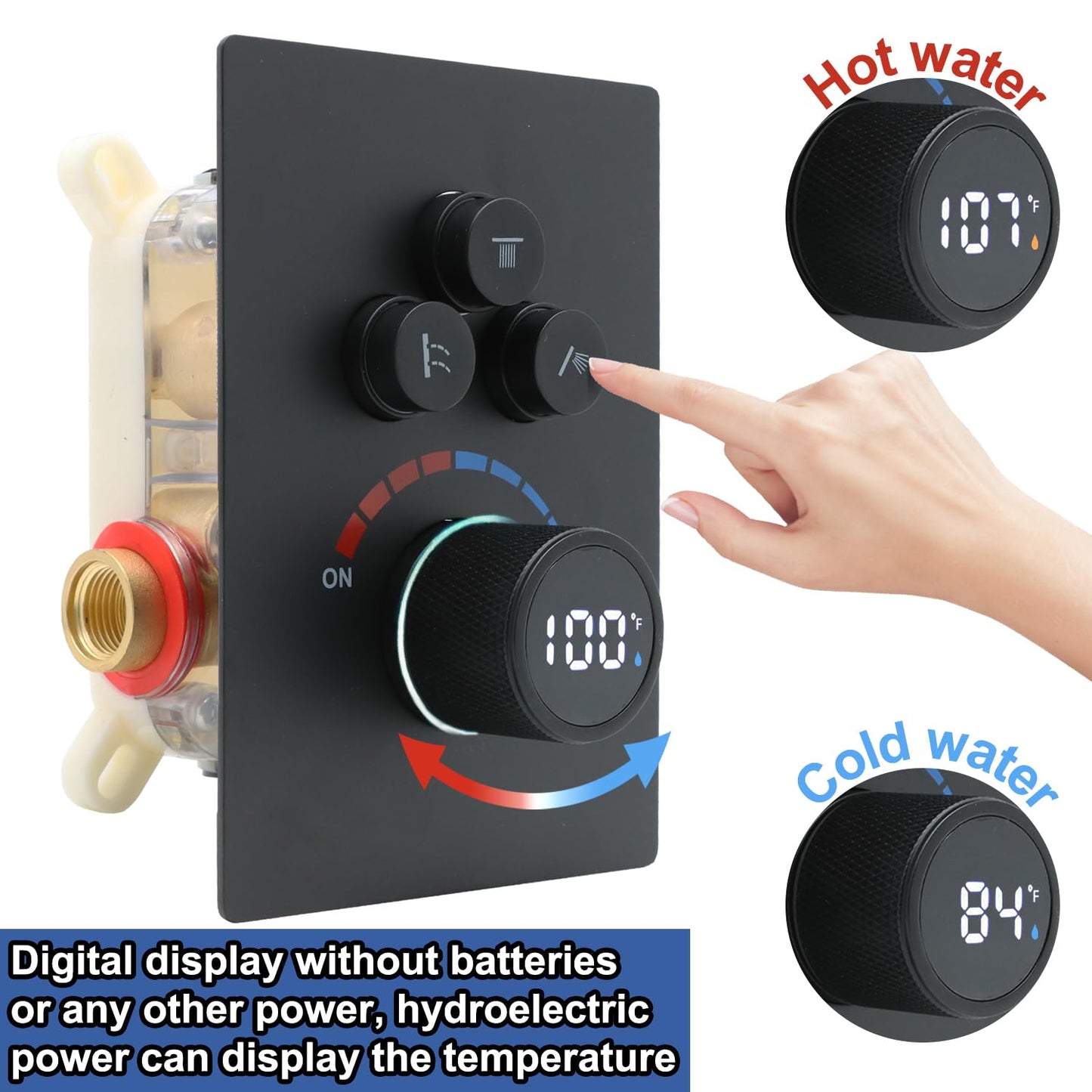 Shower System 12 Inches Rainfall Shower System Shower Head System for Bathroom 3 function shower system set Shower Faucet Rough-in Valve